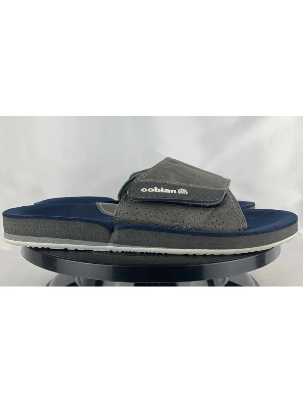 Men’s Size 9 Cobian Slide Sandals Blue Grey Adjustable Comfort Foam Slip On